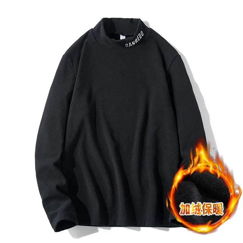 Men's Beige Fleece Long Sleeve T-Shirt with Heat Protection - Image 4