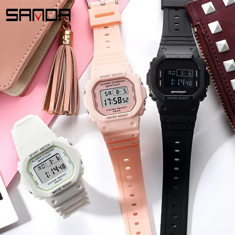 Sanda Square Waterproof Sports Watch Black - Image 29