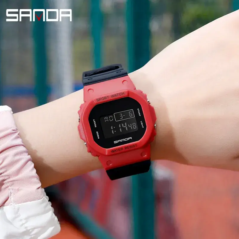 Sanda Square Waterproof Sports Watch Black - Image 30