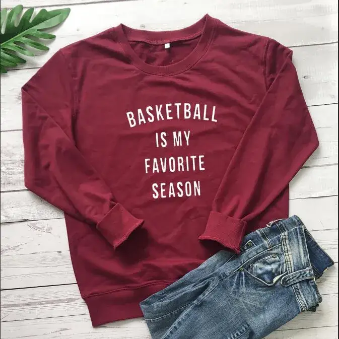 Women's Maroon Basketball Favorite Season Sweatshirt 100% Cotton