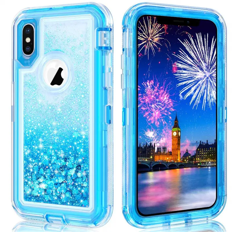 Apple iPhone XR Liquid Sandia Case Red Glitter 3-in-1 Anti-Fall Cover - Image 9