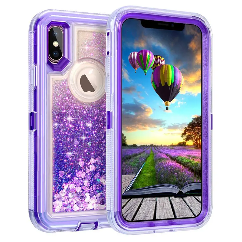 Apple iPhone XR Liquid Sandia Case Red Glitter 3-in-1 Anti-Fall Cover - Image 3