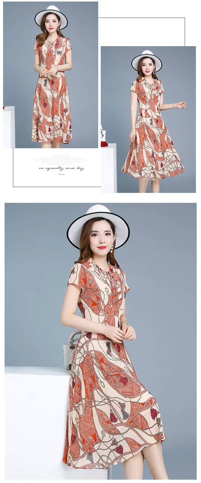 Floral Mid-Length Dress for Women Slim Fit — feature 5