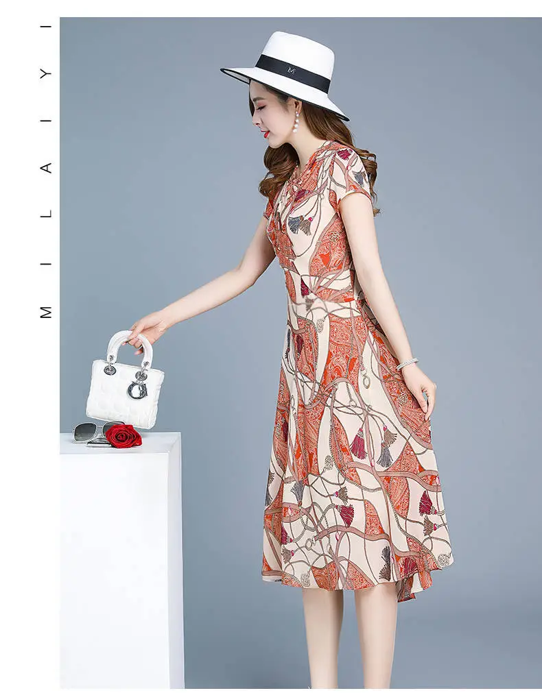 Floral Mid-Length Dress for Women Slim Fit — feature 6