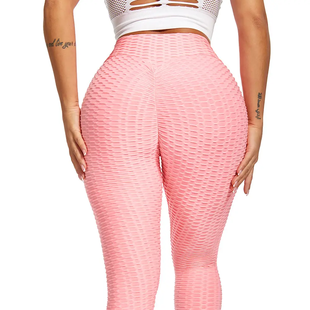 Black Jacquard Hip Bubble Yoga Pants Large - Image 16