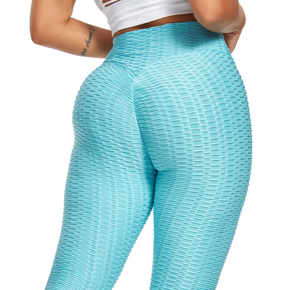 Black Jacquard Hip Bubble Yoga Pants Large - Image 9