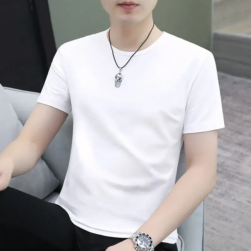 Men's Short Sleeve T-Shirt Black Crew Neck Summer Casual