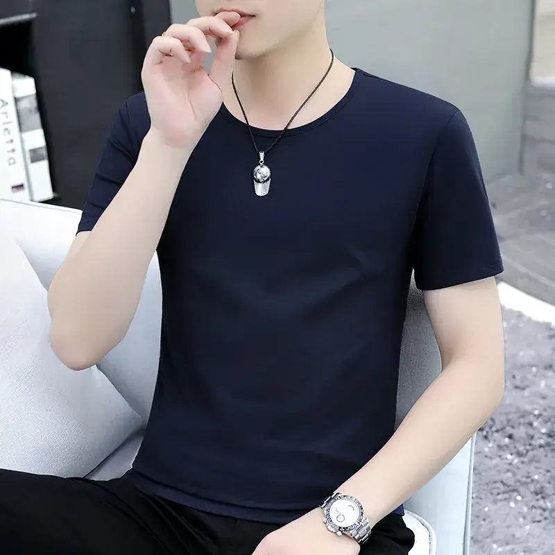 Men's Short Sleeve T-Shirt Black Crew Neck Summer Casual