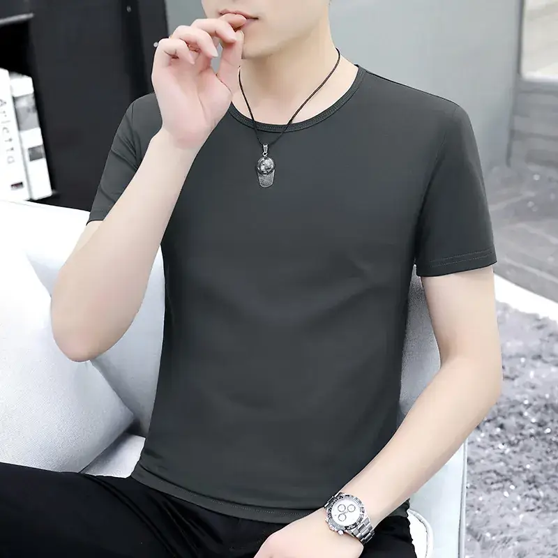 Men's Short Sleeve T-Shirt Black Crew Neck Summer Casual