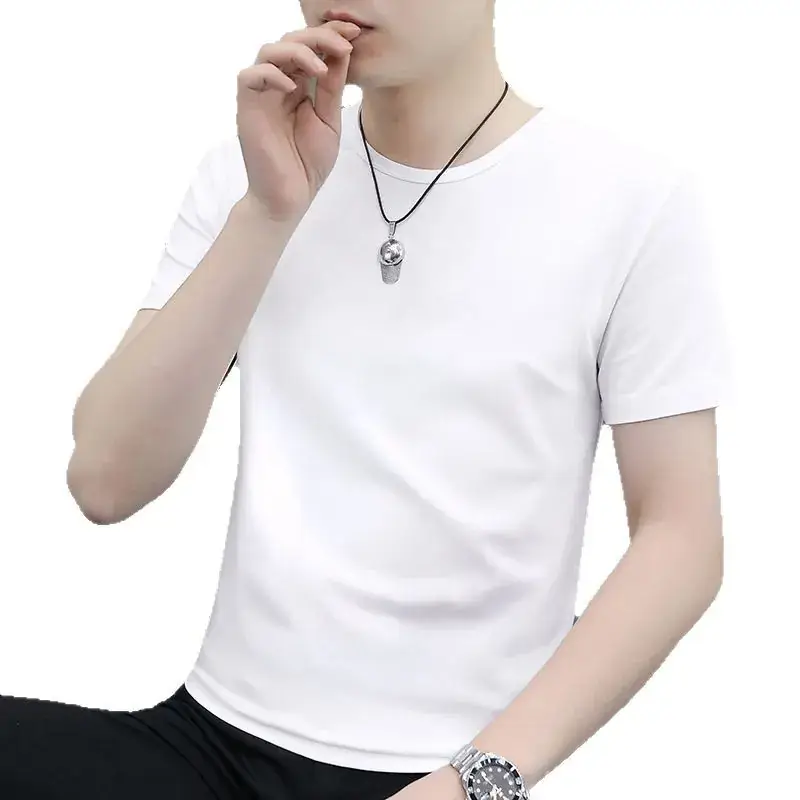 Men's Short Sleeve T-Shirt Black Crew Neck Summer Casual