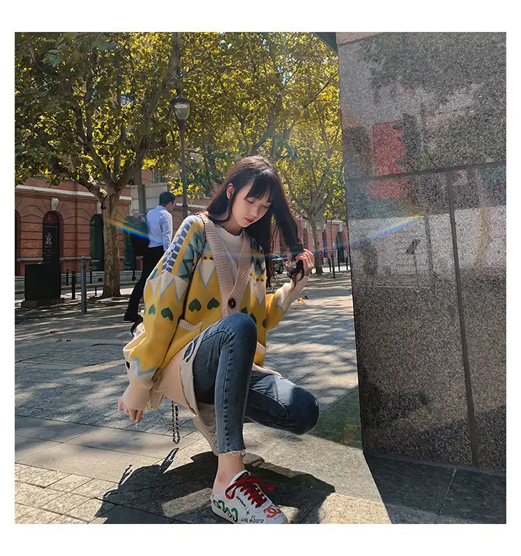 Women's Knitted V-Neck Sweater Coat 2023 Spring Autumn - Image 4