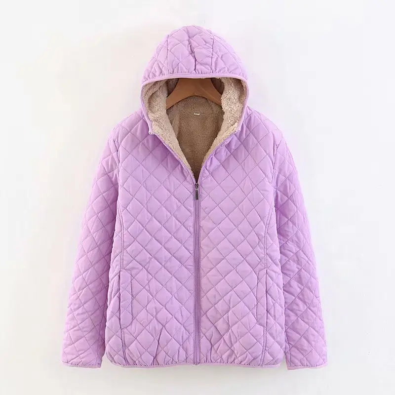 Blue Quilted Hooded Coat for Women Winter Warm