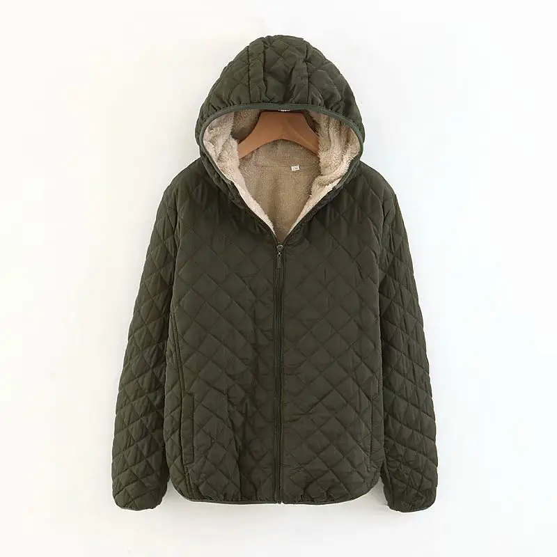 Blue Quilted Hooded Coat for Women Winter Warm