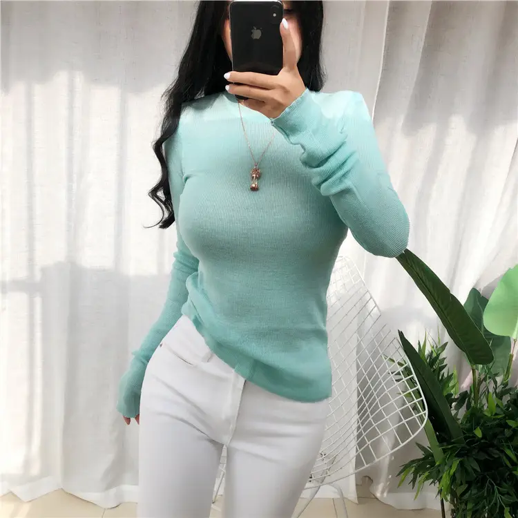 Women's Micro-Knit Long Sleeve T-Shirt Mint Green — feature 5
