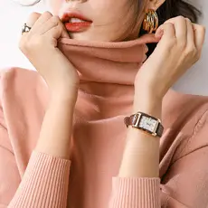 Women's Thick High-Neck Knit Sweater Brown Long Sleeve — feature 22