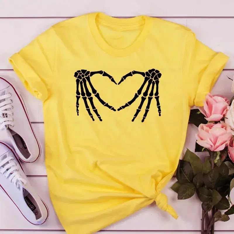 White T-Shirt with Skeleton Heart Design for Men Women - Image 5
