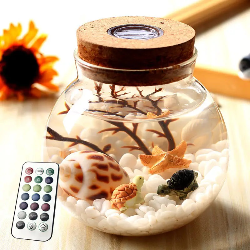 Glass Decorative Bottle with Wooden Cap & Remote Control - Image 10