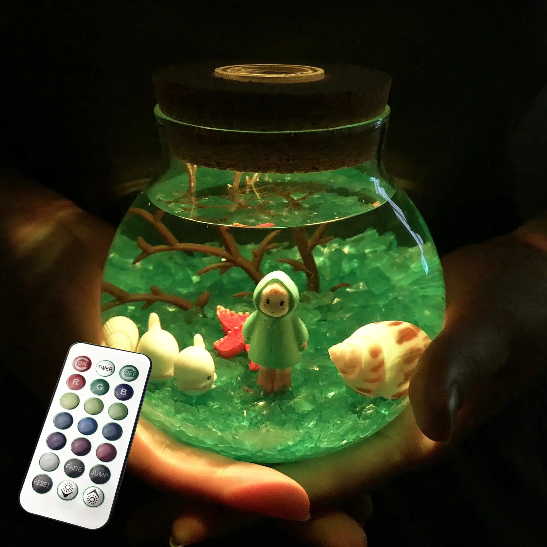 Glass Decorative Bottle with Wooden Cap & Remote Control - Image 11