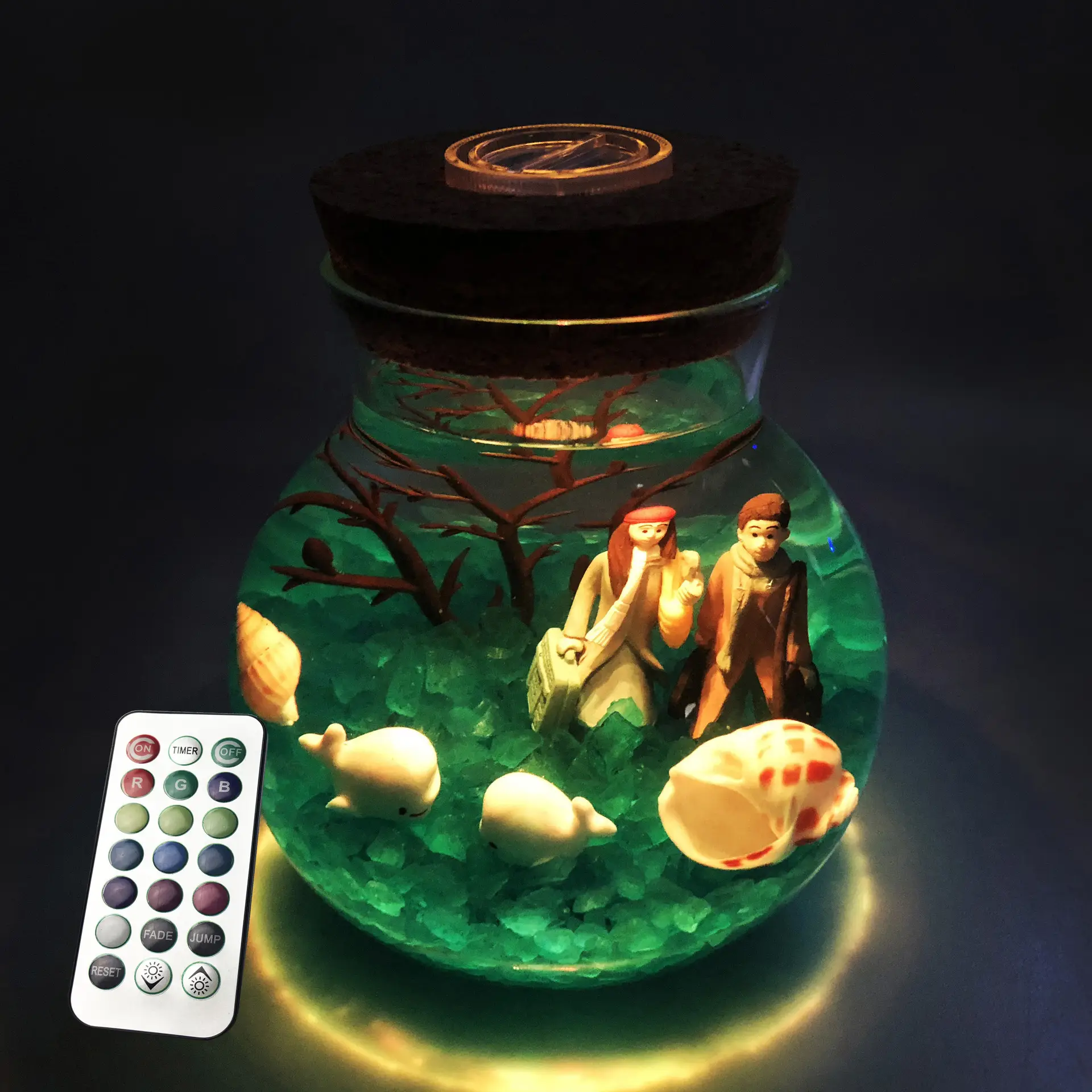Glass Decorative Bottle with Wooden Cap & Remote Control - Image 12