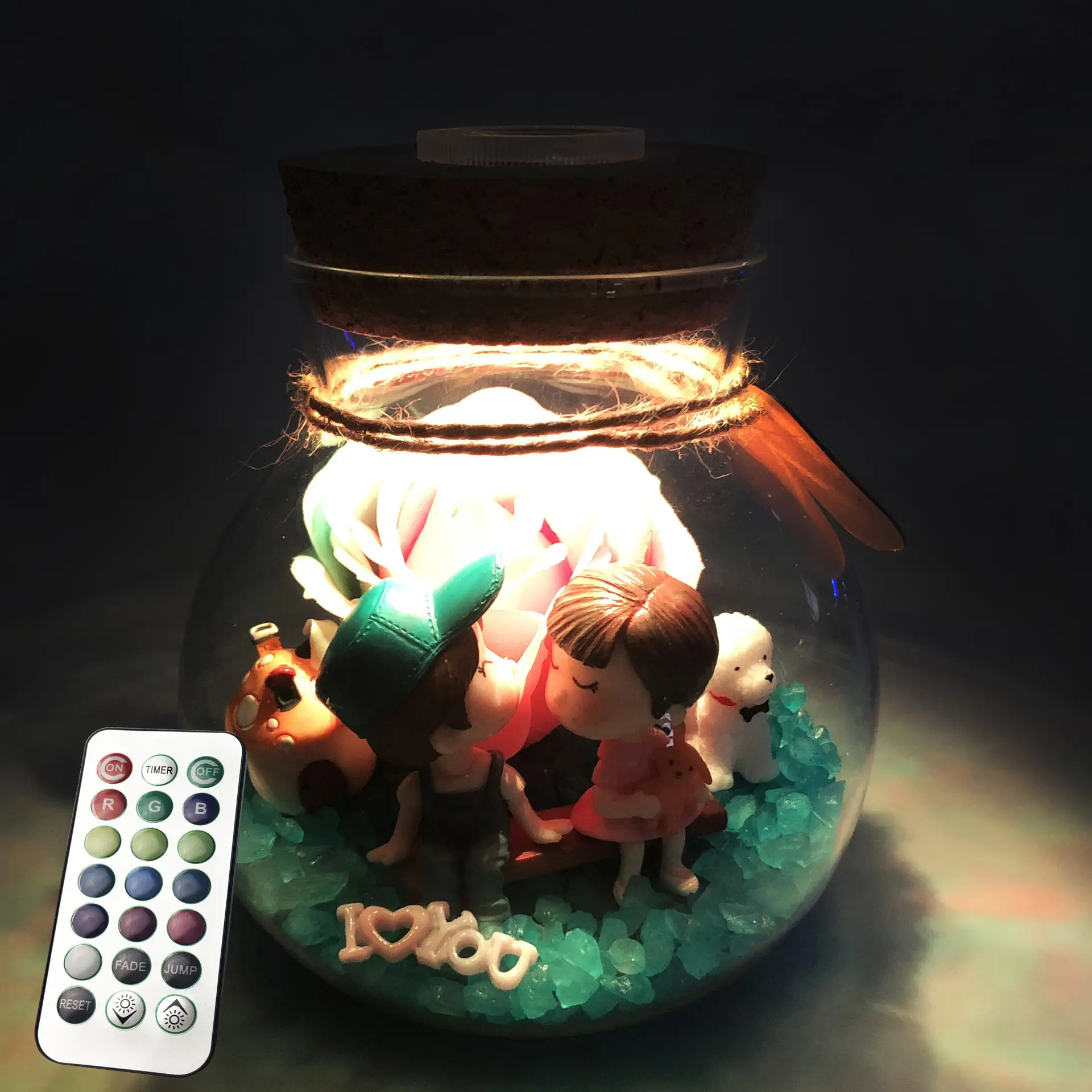 Glass Decorative Bottle with Wooden Cap & Remote Control - Image 13