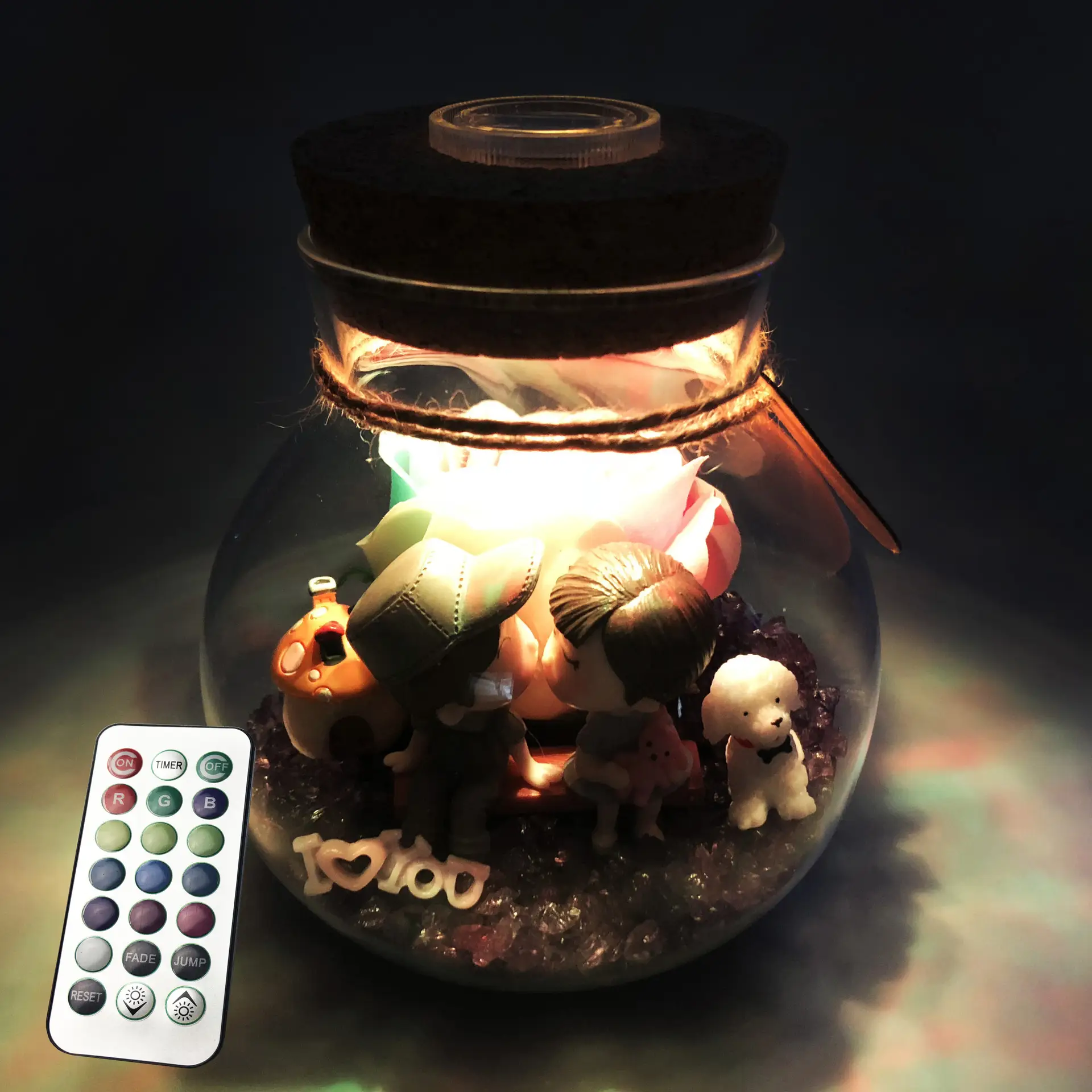 Glass Decorative Bottle with Wooden Cap & Remote Control - Image 14