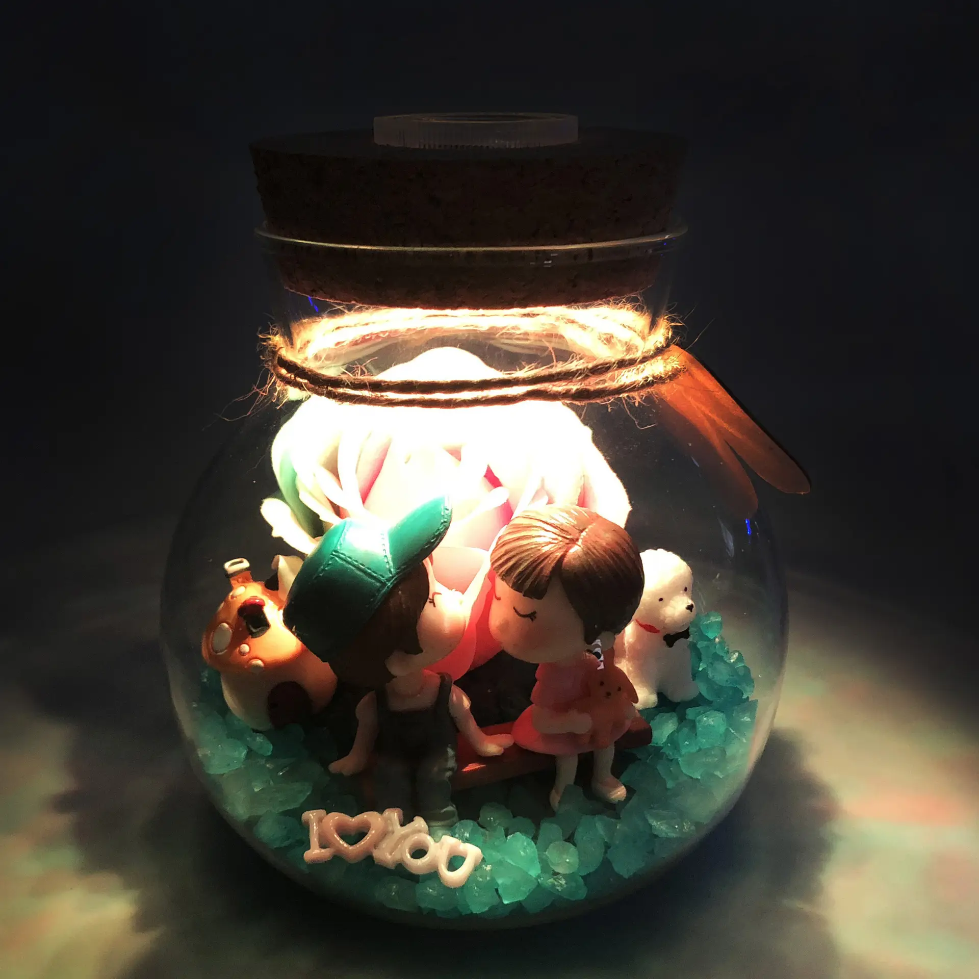 Glass Decorative Bottle with Wooden Cap & Remote Control - Image 6