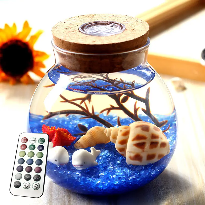 Glass Decorative Bottle with Wooden Cap & Remote Control - Image 8