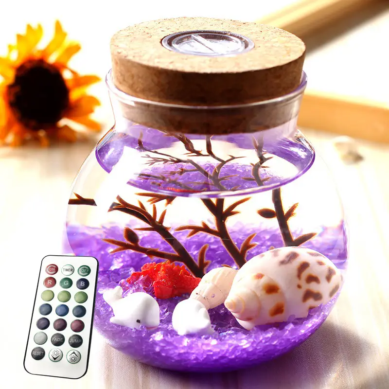 Glass Decorative Bottle with Wooden Cap & Remote Control - Image 9
