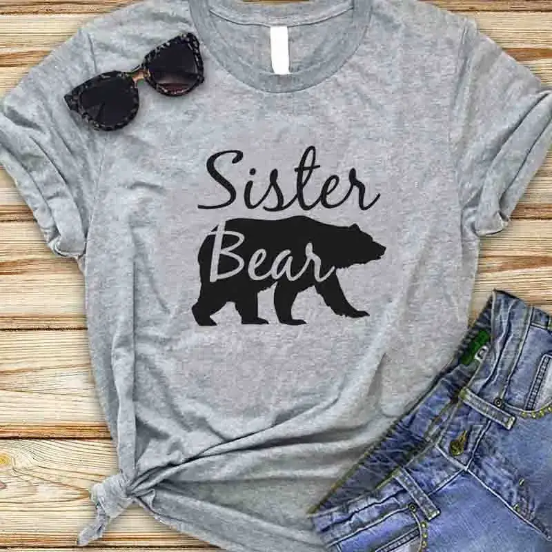 Black T-Shirt with "Sister Bear" Graphic for Men Women - Image 3