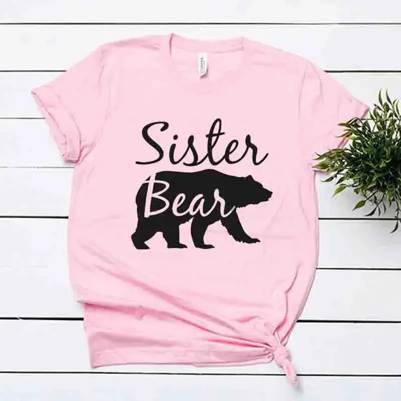 Black T-Shirt with "Sister Bear" Graphic for Men Women - Image 4