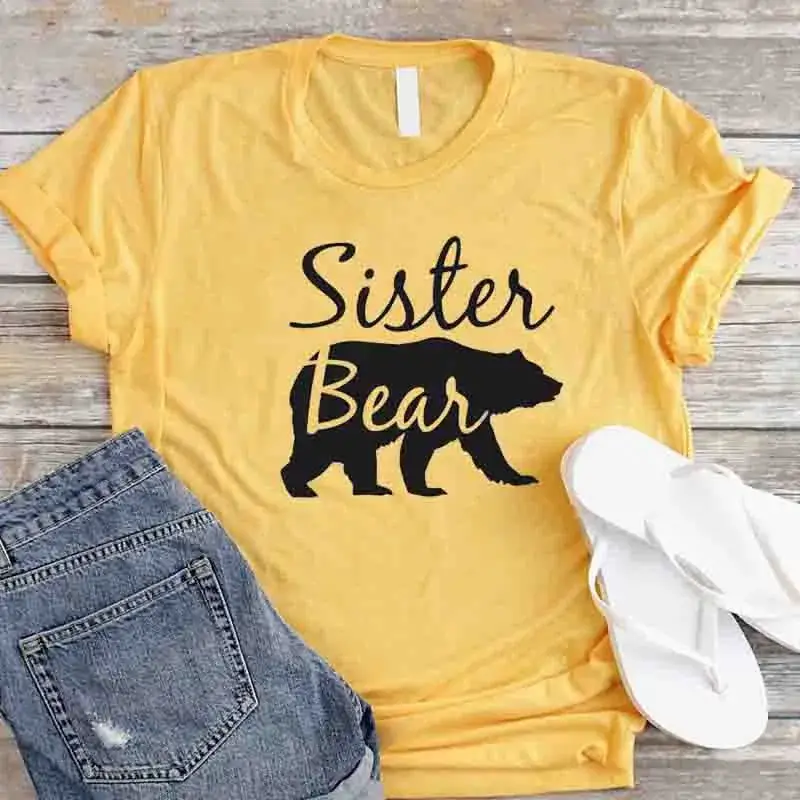Black T-Shirt with "Sister Bear" Graphic for Men Women - Image 5