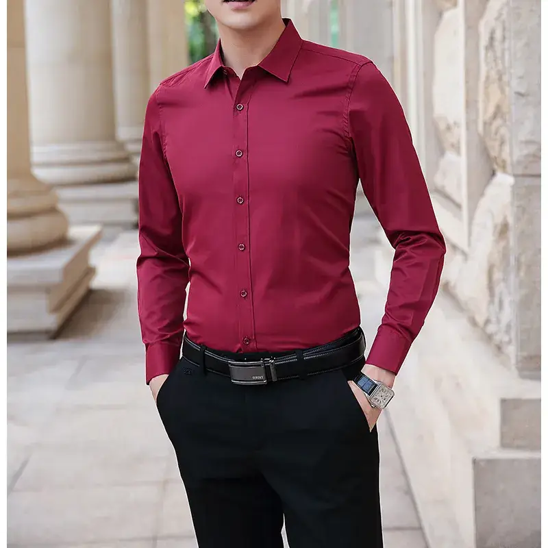Men's Blue Long Sleeve Business Shirt Super Large - Image 6