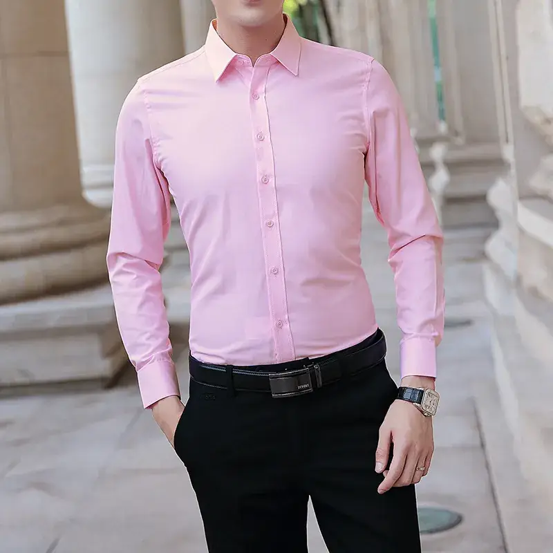Men's Blue Long Sleeve Business Shirt Super Large - Image 5
