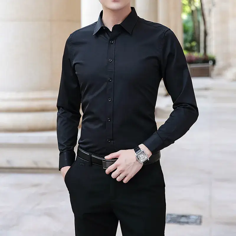 Men's Blue Long Sleeve Business Shirt Super Large - Image 2