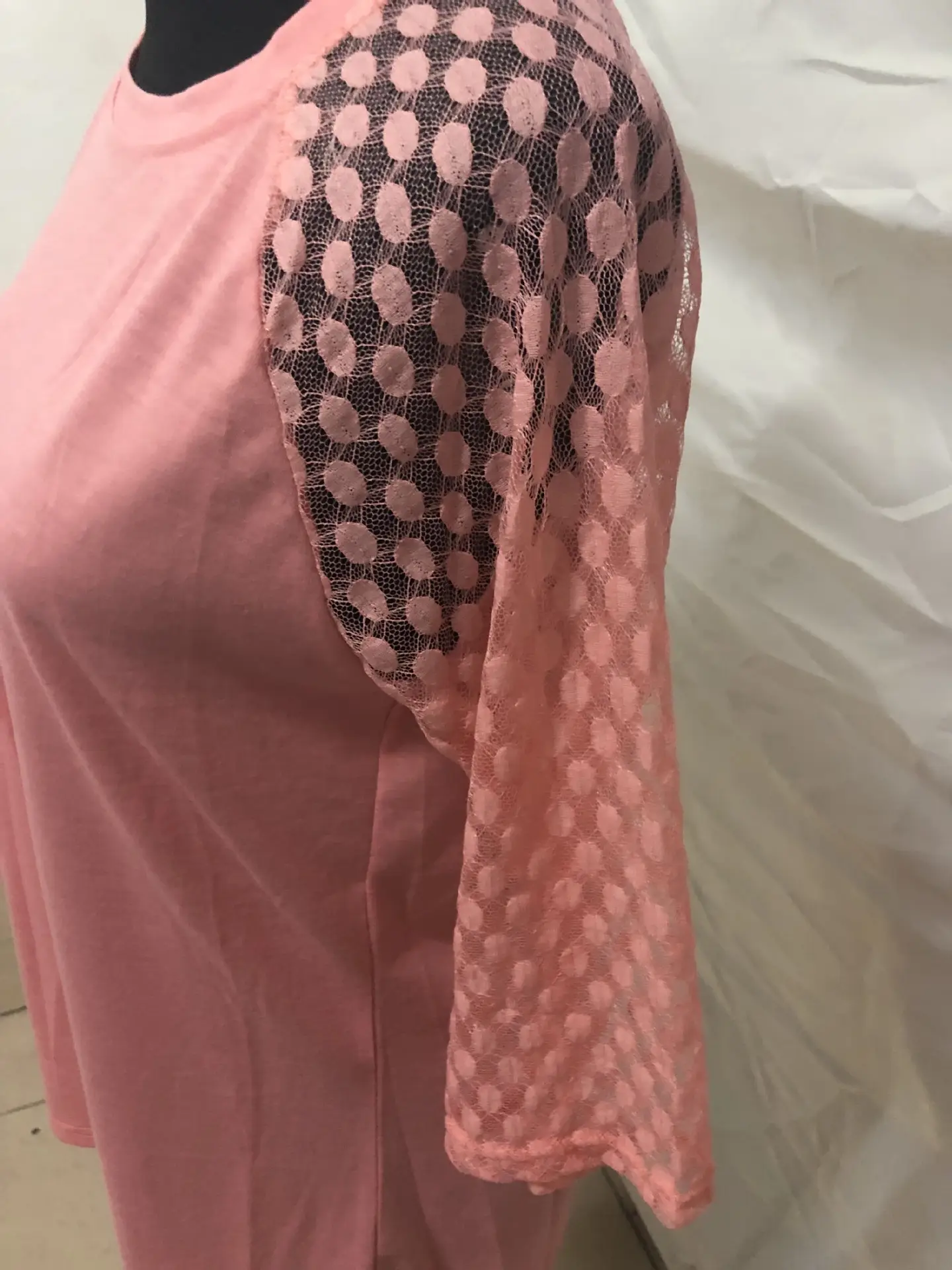 Purple Lace Three Quarter Sleeves Round Neck Top — feature 39