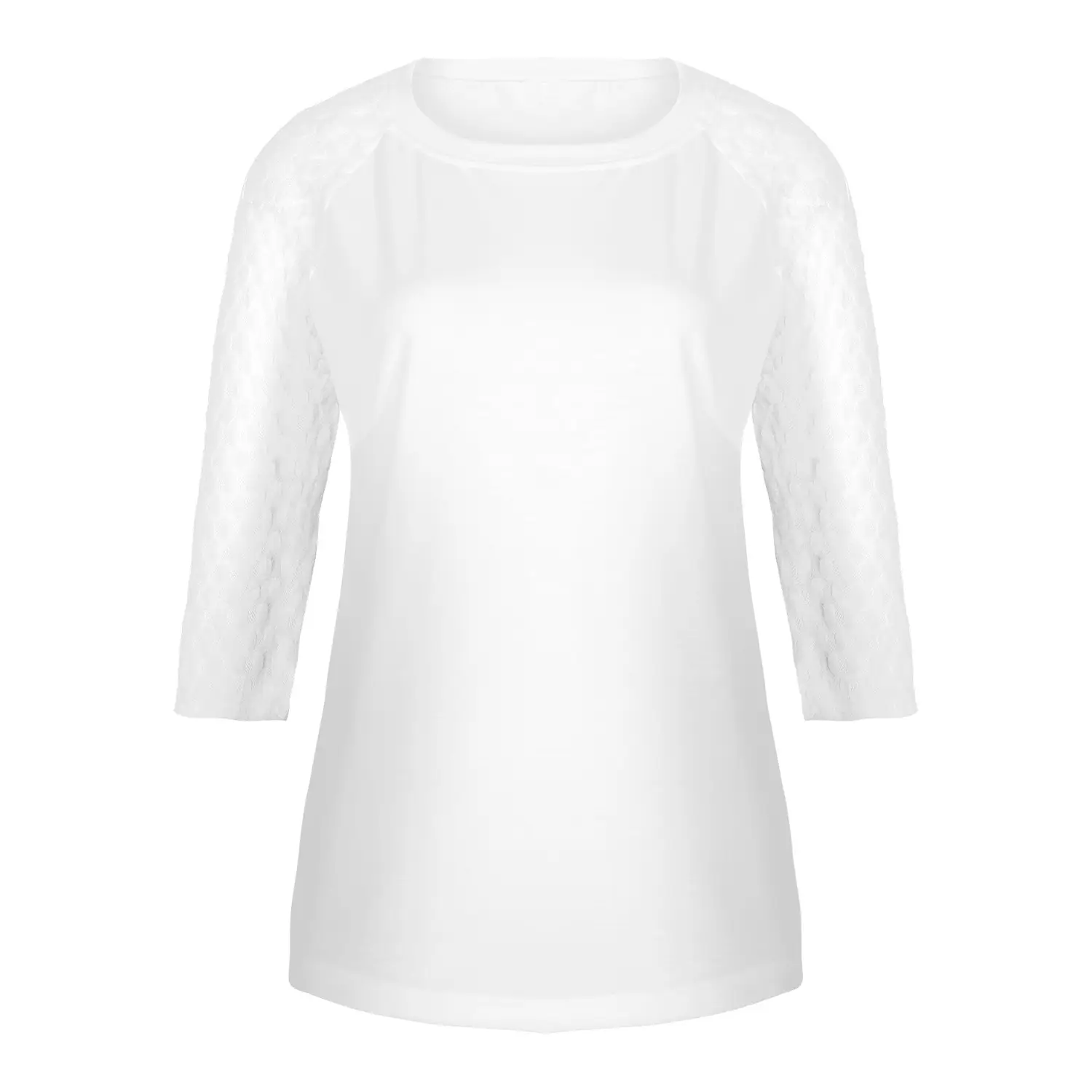 Purple Lace Three Quarter Sleeves Round Neck Top — feature 47