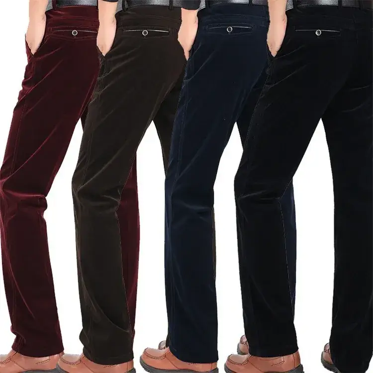 Men's Black Fleece Lined Casual Pants Elastic Winter - Image 7