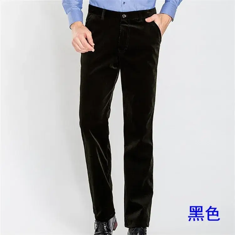 Men's Black Fleece Lined Casual Pants Elastic Winter - Image 8