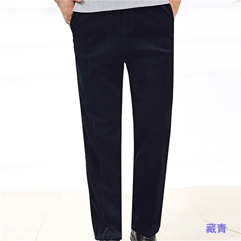 Men's Black Fleece Lined Casual Pants Elastic Winter - Image 4