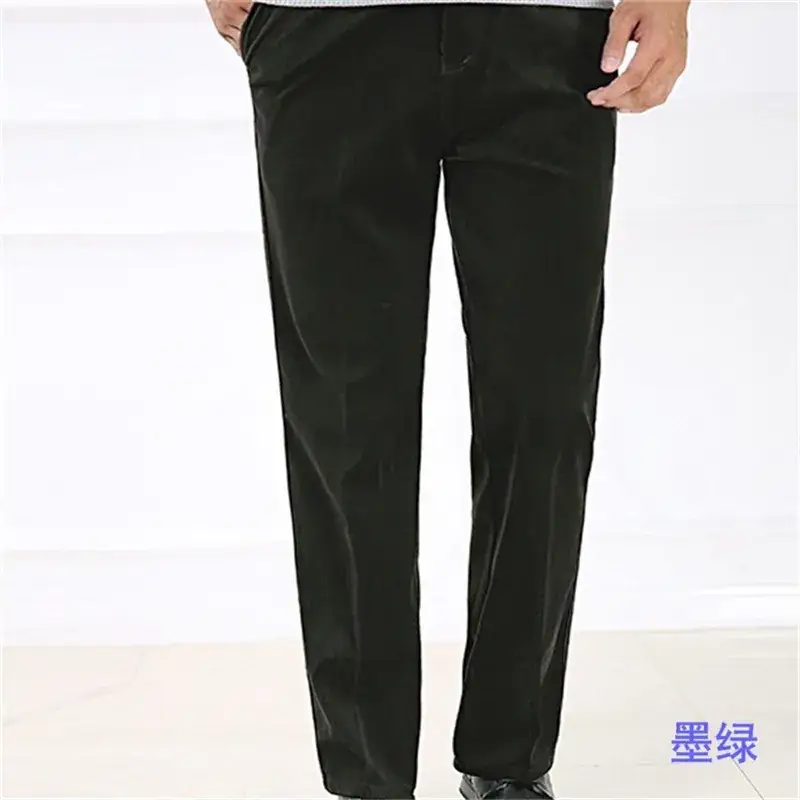 Men's Black Fleece Lined Casual Pants Elastic Winter - Image 6
