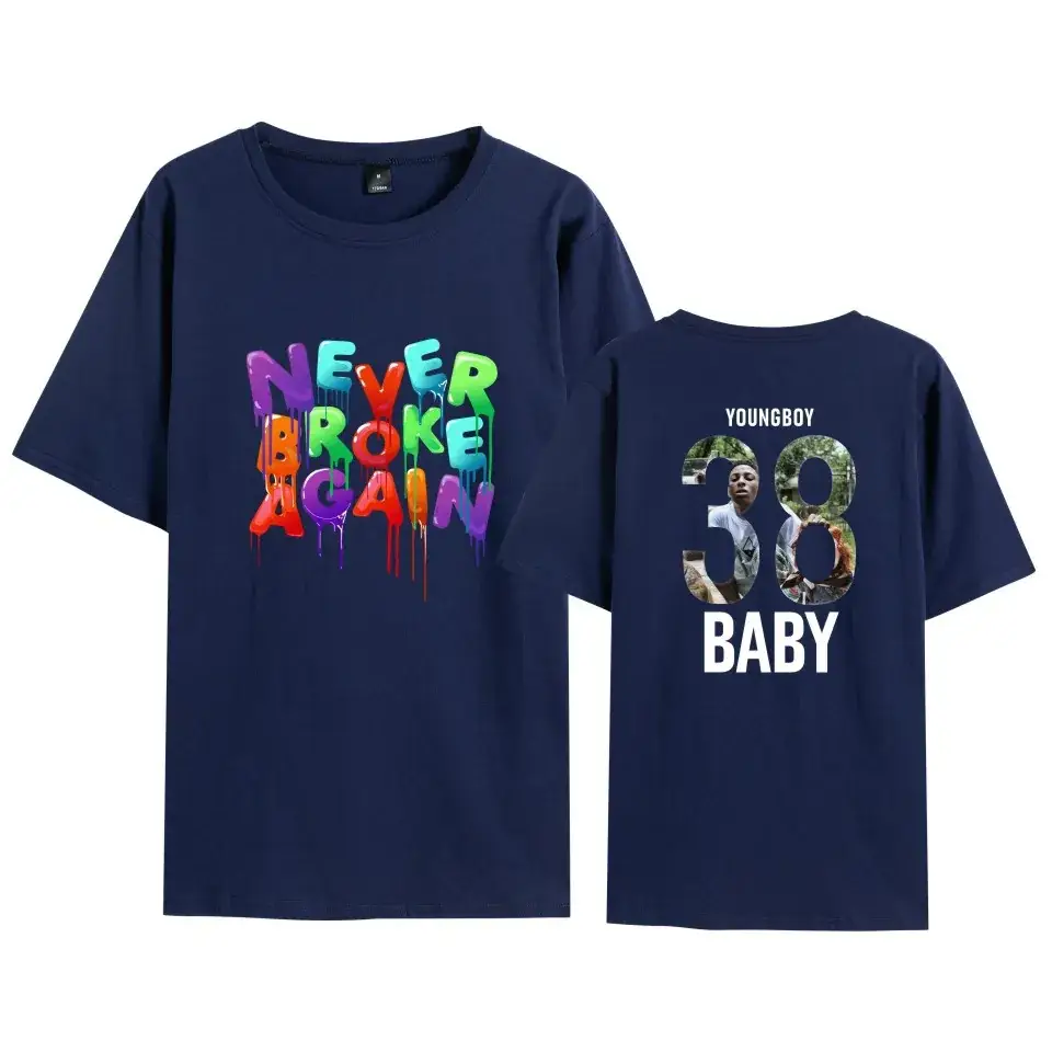 Nev T-shirt Navy Blue Never Break Again Graphic