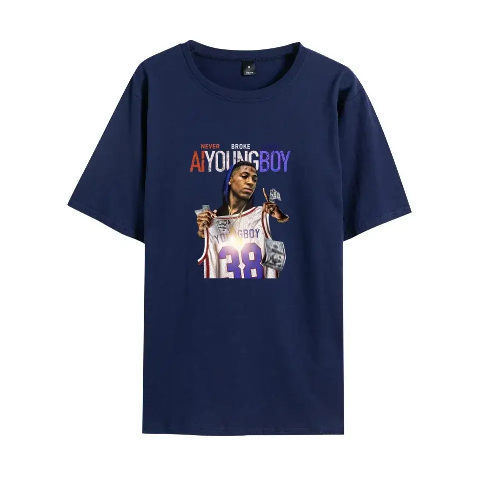 Nev T-shirt Navy Blue Never Break Again Graphic