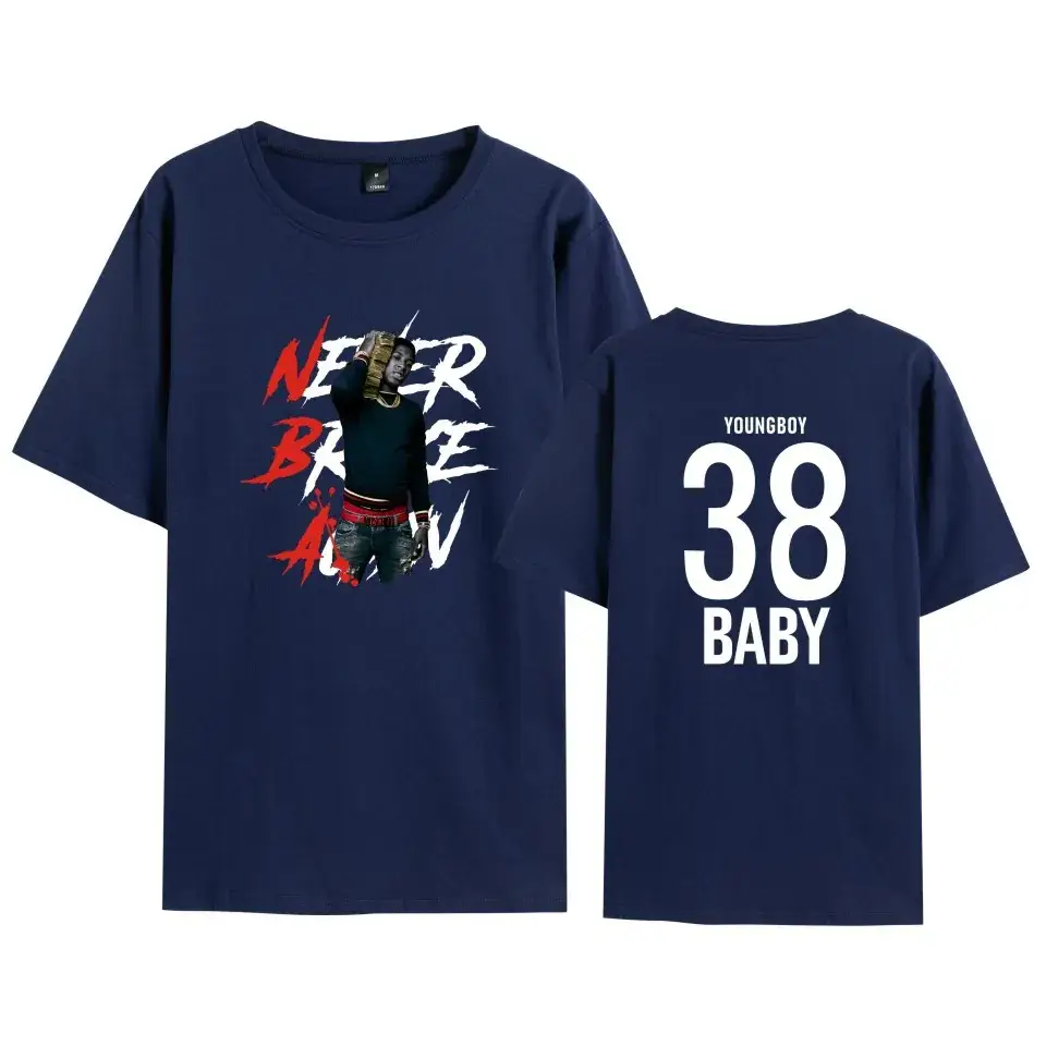 Nev T-shirt Navy Blue Never Break Again Graphic