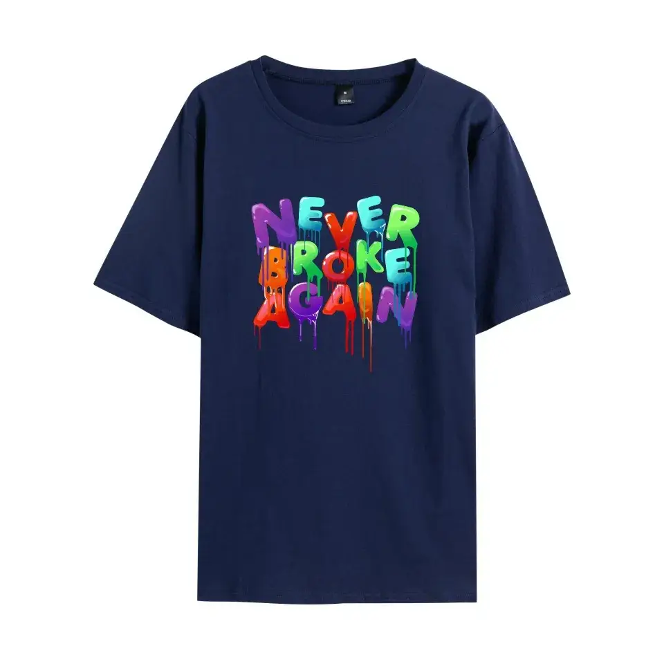Nev T-shirt Navy Blue Never Break Again Graphic