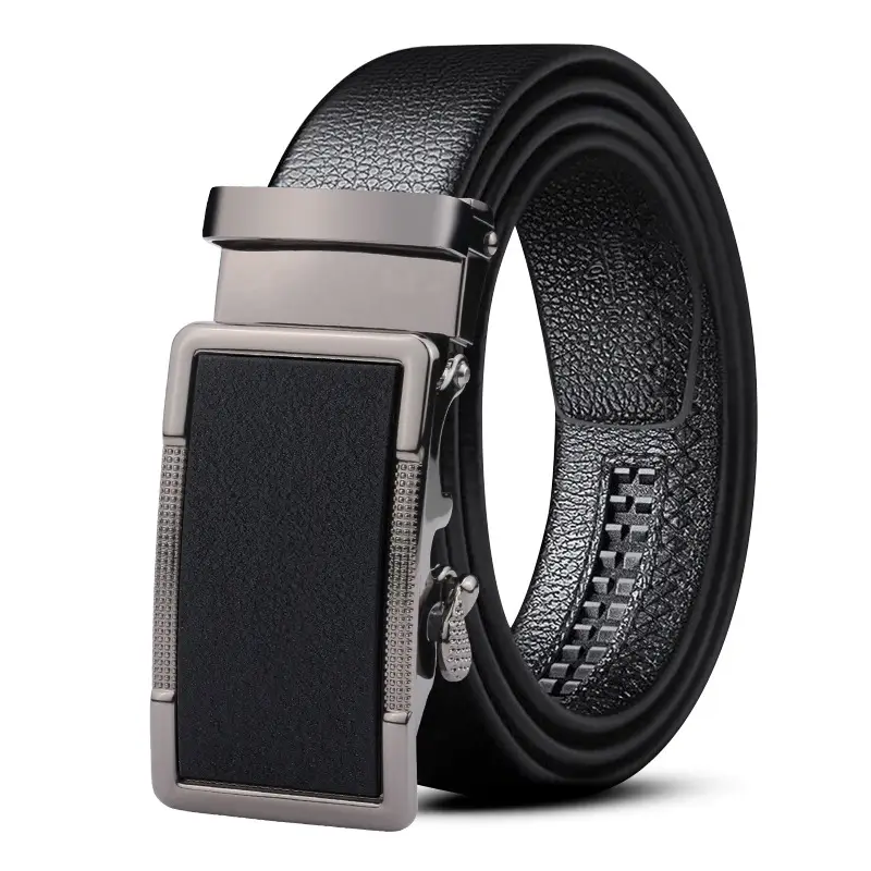 Men's Black Leather Belt with Silver Buckle - Image 33