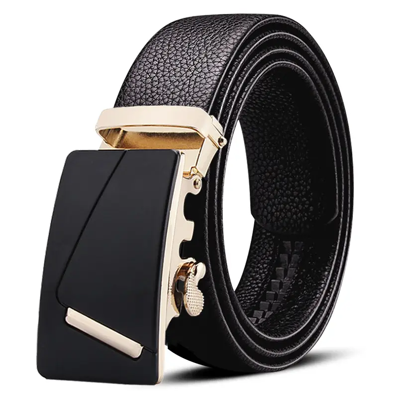 Men's Black Leather Belt with Silver Buckle - Image 34