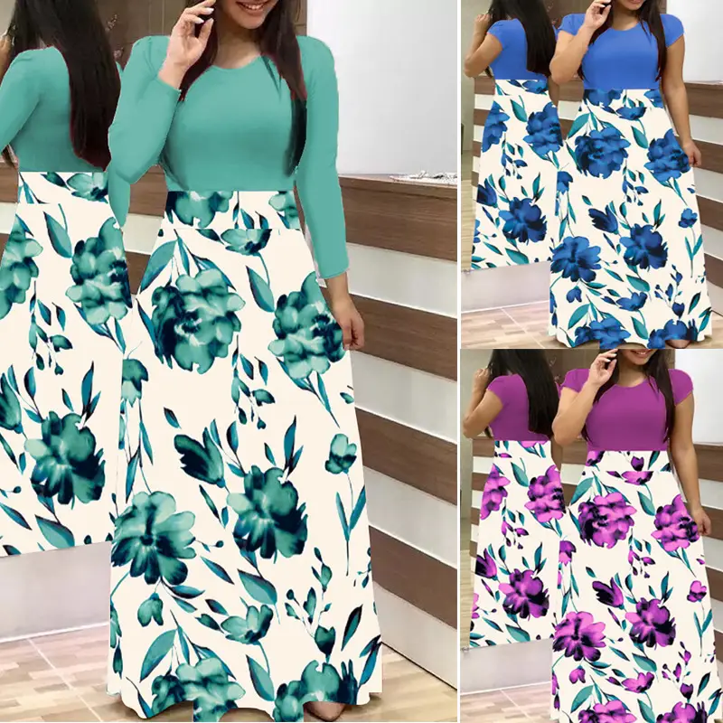 Long Sleeve Floral Skirt Dress for Women Large