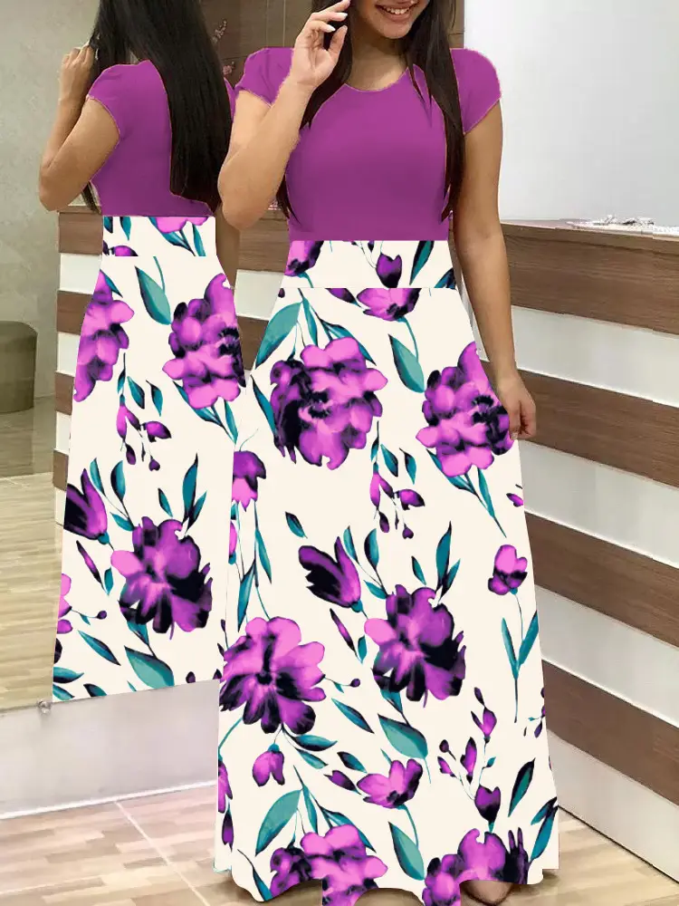 Long Sleeve Floral Skirt Dress for Women Large