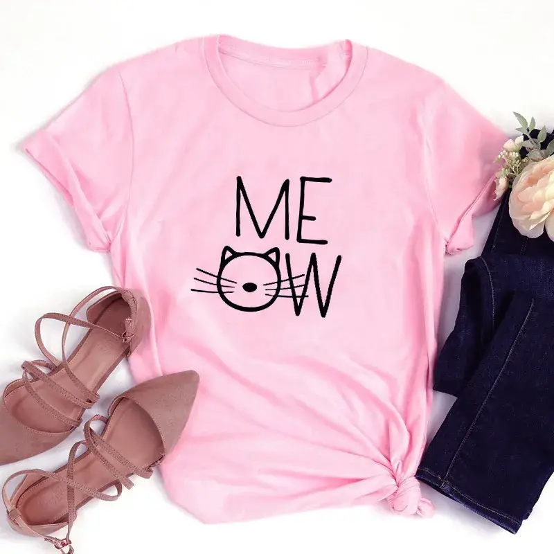 Men's Yellow Meow Cat Graphic T-Shirt - Image 4
