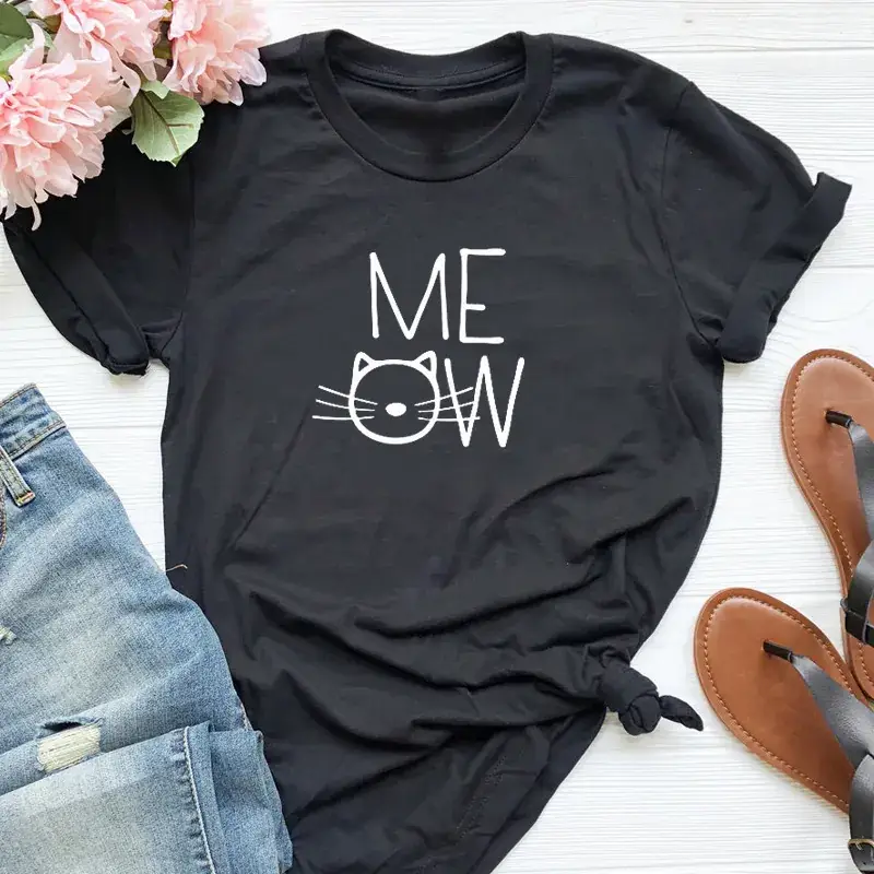 Men's Yellow Meow Cat Graphic T-Shirt - Image 2